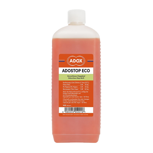 ADOX Adostop Eco citric acid stop bath 1L with colour indicator for B&W film and paper