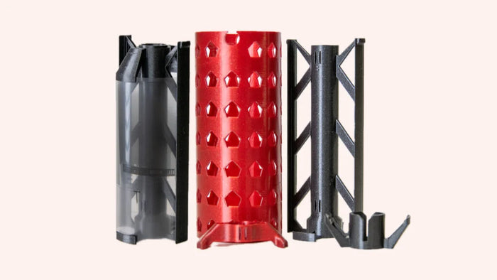 REEL 5x7 large format film developing reels in red and black for processing 5x7 inch sheet film