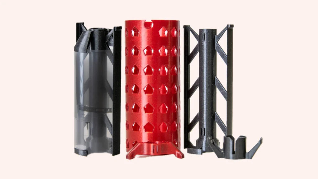 REEL 5x7 large format film developing reels in red and black for processing 5x7 inch sheet film