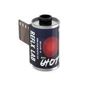 REFLX LAB 640T 35mm colour negative film canister with leader extended