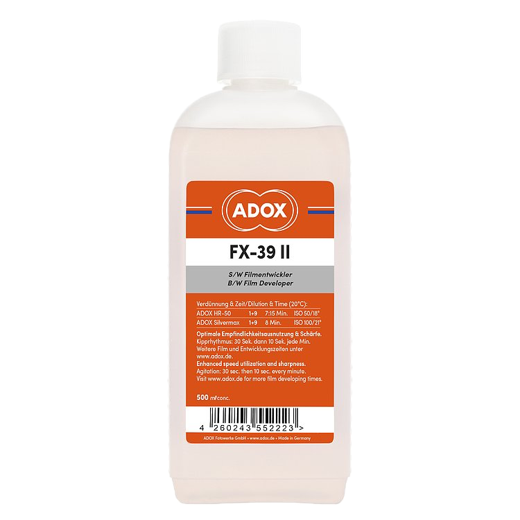 ADOX FX-39 II 500ml compensating B&W film developer for fine grain, sharpness, and high effective film speed