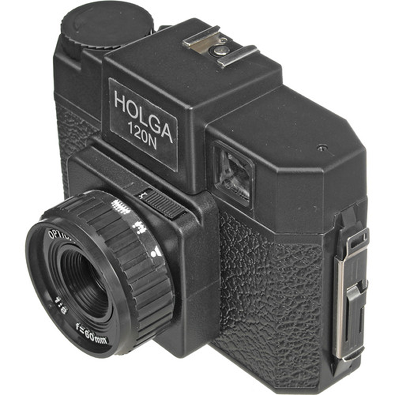 Holga 120N camera, angled front view