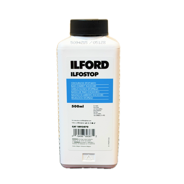 Ilford Ilfostop 500 ml: bagno d'arresto all'acido citrico per lo sviluppo di pellicola e carta in bianco e nero