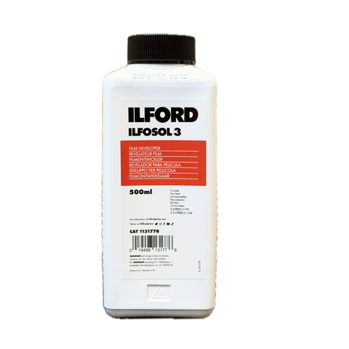 Ilford Ilfosol 3 developer 500ml - one-shot liquid B&W film developer for medium and slow speed films