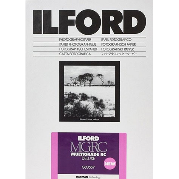 Scatola di carta in bianco e nero Ilford Multigrade RC Deluxe Glossy, 10,5 x 14,8 cm, 100 fogli