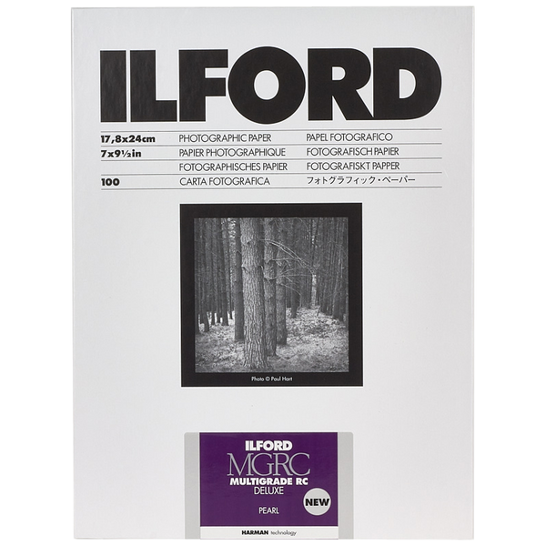 Scatola di carta in bianco e nero Ilford Multigrade RC Deluxe Glossy, 17,8 x 24 cm, 100 fogli