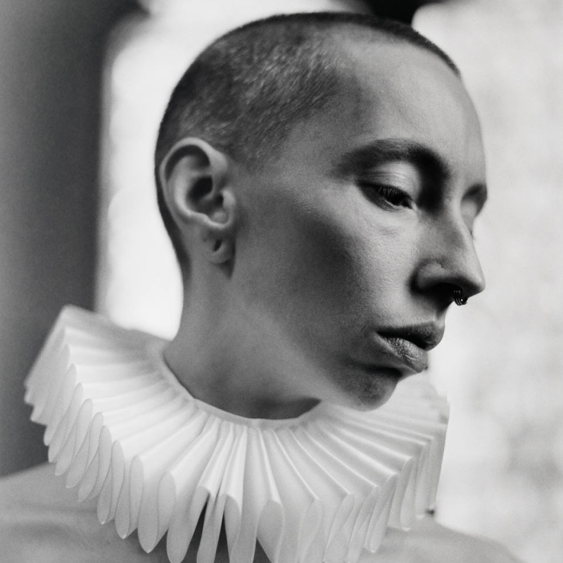 Black and white portrait photograph shot on Kentmere 400 film showing high contrast detail and versatile ISO 400 tonal range