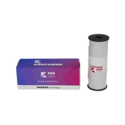 Kentmere 400 medium format 120 film box and roll showing PAN 400 B&W film by Harman Technology