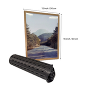 REEL Paper 8 next to framed 12x16 inch 30x40cm colour print showing maximum print size for darkroom paper development