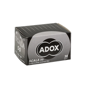 ADOX Scala 50 35mm black and white reversal slide film box showing ISO 50 36 exposures packaging