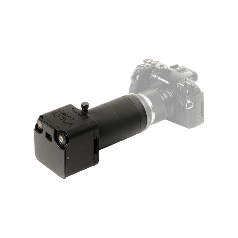 Easy35 film scanning system attached to digital camera with macro lens for 35mm film digitisation