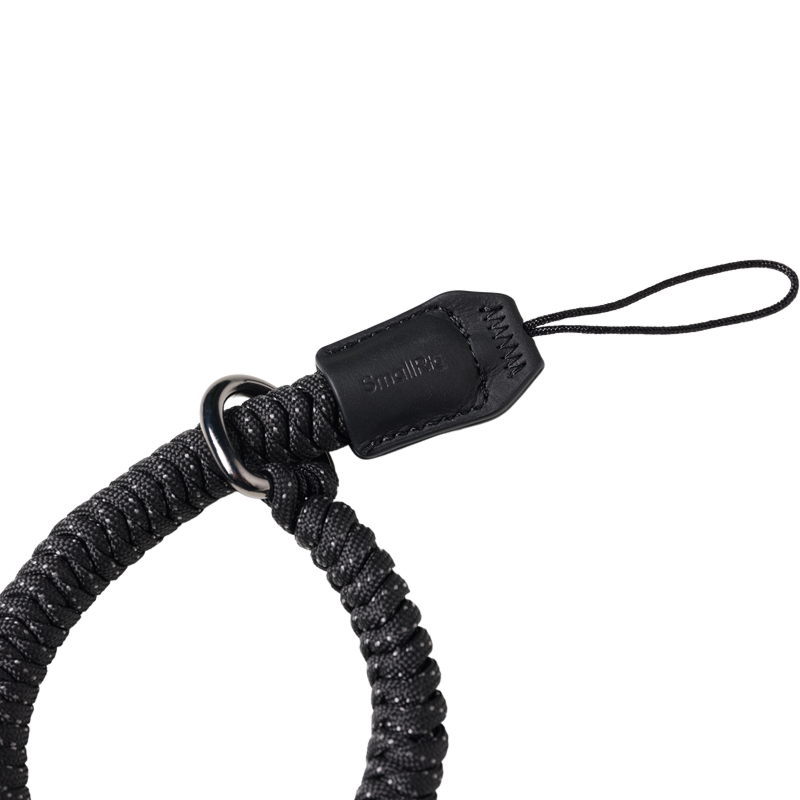 SmallRig braided wrist strap in black, loop with tab and cord