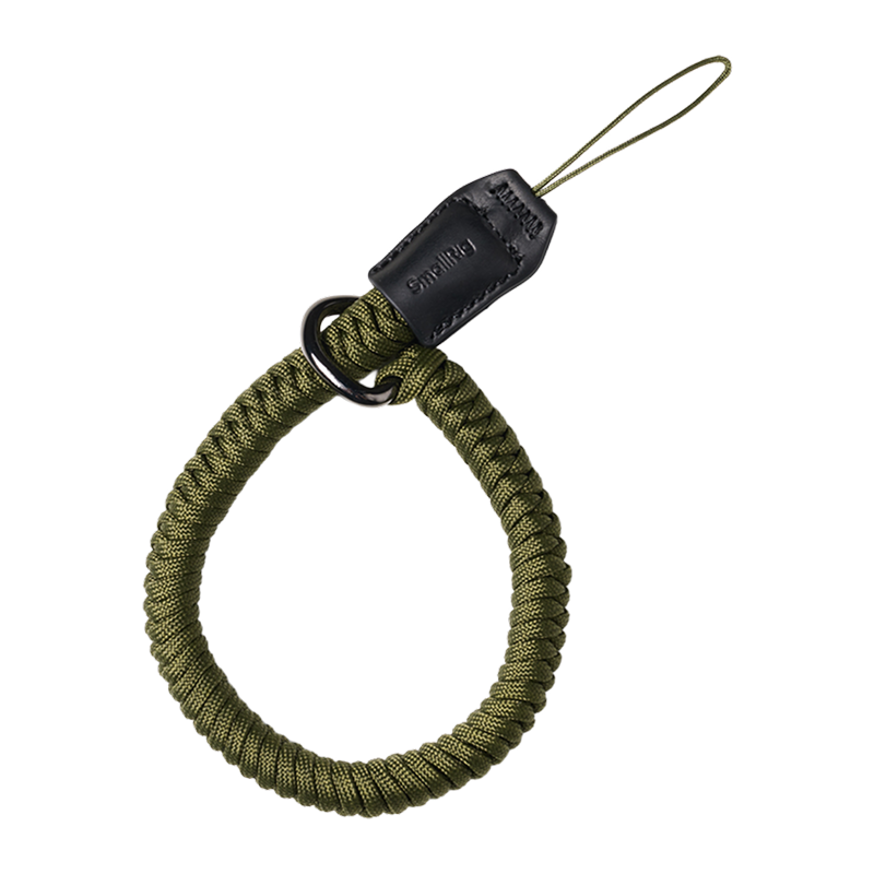 SmallRig braided wrist strap in green, full loop with tab