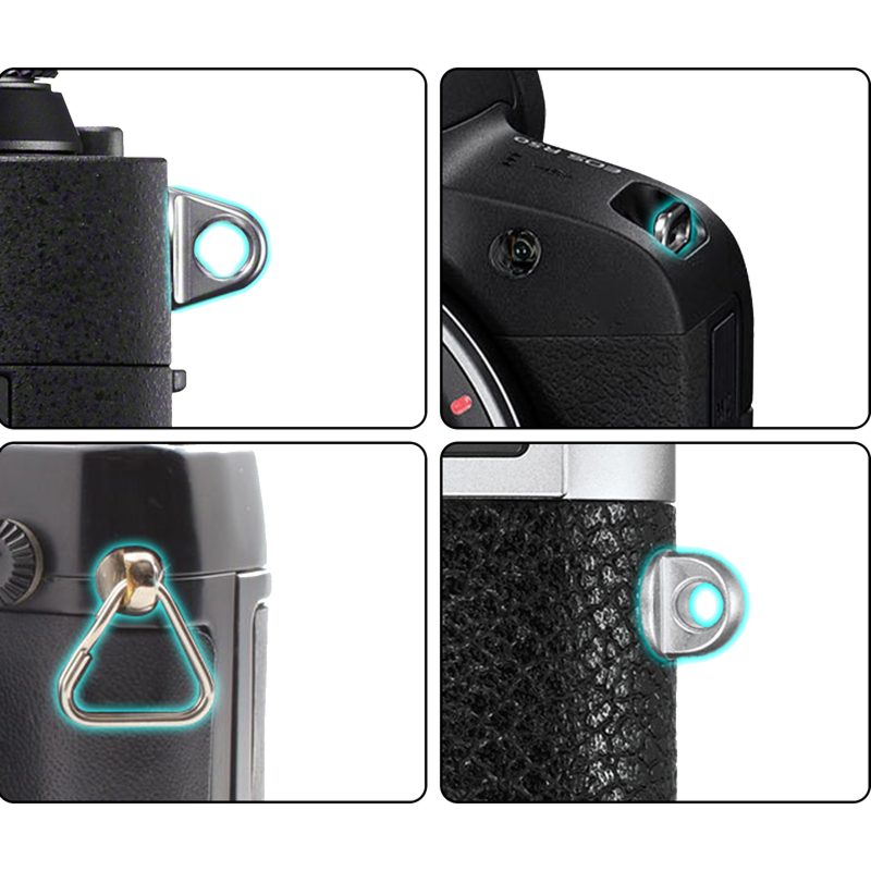 Strap eyelets on several cameras, where the quick release strap attaches