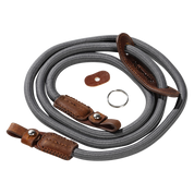 SmallRig braided shoulder strap in gray with leather ends, ring and connector pad