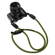 SmallRig braided shoulder strap in green on a camera