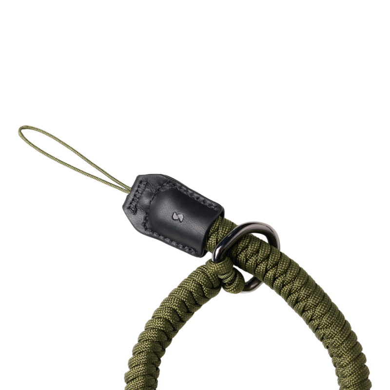 SmallRig braided wrist strap in green, loop with tab and cord