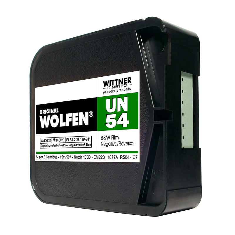Original Wolfen UN54 Super 8 film cartridge with label